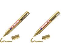 edding 750 gloss paint marker - gold - 1 paint marker - round tip 2-4 mm - paint pen for glass, pebbles, wood, plastic, paper - waterproof, high coverage (Pack of 2)