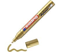 edding 750 gloss paint marker - gold - pack of 1 paint marker - round tip 2-4 mm - paint pen for glass, pebbles, wood, plastic, paper - waterproof, high coverage