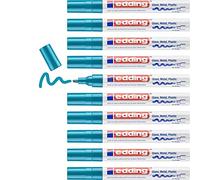 edding 750 gloss paint marker - light blue - 10 paint markers - round tip 2-4 mm - paint pen for glass, pebbles, wood, plastic, paper - waterproof, high coverage