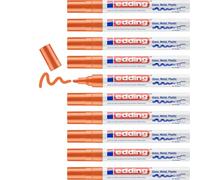 edding 750 gloss paint marker - orange - 10 paint markers - round tip 2-4 mm - paint pen for glass, pebbles, wood, plastic, paper - waterproof, high coverage