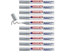 edding 750 gloss paint marker - silver - 10 paint markers - round tip 2-4 mm - paint pen for glass, pebbles, wood, plastic, paper - waterproof, high coverage