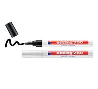 edding 750 paint marker - black white - pack of 2 pens - round nib 2-4 mm - paint marker for marking and labelling metal, glass, rocks, plastic - heat-resistant, permanent, smudge-proof and waterproof