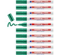 edding 750 Paint Marker - Green - 10 Pens - Round Tip 2-4 mm - Paint Marker For