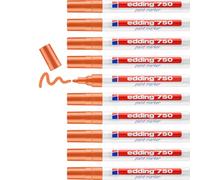 edding 750 Paint Marker - Orange - 10 pens - Round tip 2-4 mm - Paint Marker for Marking and Labelling Metal, Glass, Rocks or Plastic - Heat-Resistant, Permanent, Smudge-Proof and Waterproof