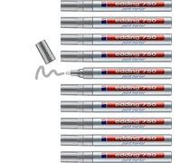edding 750 paint marker - silver - 10 pens - round tip 2-4 mm - paint marker for marking and labelling metal, glass, rocks or plastic - heat-resistant, permanent, smudge-proof and waterproof
