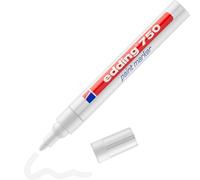 edding 750 Paint Marker - White - 1 Pen - Round Tip 2-4 mm - Paint Marker for Marking and Labelling Metal, Glass, Rocks or Plastic - Heat-Resista