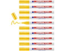 Edding 750 Paint Marker - Yellow - 10 Pens - Round Tip 2-4 mm - Paint Marker for Marking and Labelling Metal, Glass, Rocks Or Plastic - Heat-Resistant, Permanent, Smudge-Proof and Waterproof 750-005