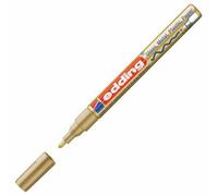edding 751 paint marker - gold - 1 pen - round nib 1-2 mm - paint marker for marking and labelling metal, glass, rocks or plastic - heat-resistant, permanent, smudge-proof and waterproof