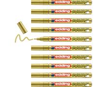 edding 751 gloss paint marker - gold (metallic) - 10 paint markers - round tip 1-2 mm - paint pen for glass, pebbles, wood, plastic, paper - waterproof, high coverage