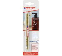 edding 751 gloss paint marker - gold - pack of 1 paint marker - round nib 1-2 mm - paint pen for glass, pebbles, wood, plastic, paper - waterproof, high coverage