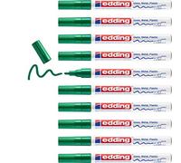 edding 751 gloss paint marker - green - 10 paint markers - round tip 1-2 mm - paint pen for glass, pebbles, wood, plastic, paper - waterproof, high coverage
