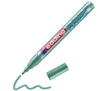 edding 751 gloss paint marker - green metallic - 1 paint marker - round tip 1-2 mm - paint pen for glass, pebbles, wood, plastic, paper - waterproof, high coverage