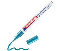 edding 751 gloss paint marker - light blue - 1 paint marker - round tip 1-2 mm - paint pen for glass, pebbles, wood, plastic, paper - waterproof, high coverage