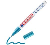 edding 751 gloss paint marker - light blue - 1 paint marker - round tip 1-2 mm - paint pen for glass, pebbles, wood, plastic, paper - waterproof, high coverage