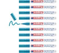 edding 751 gloss paint marker - light blue - 10 paint markers - round tip 1-2 mm - paint pen for glass, pebbles, wood, plastic, paper - waterproof, high coverage