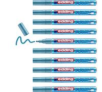 edding 751 gloss paint marker - light blue metallic - 10 paint markers - round tip 1-2 mm - paint pen for glass, pebbles, wood, plastic, paper - waterproof, high coverage