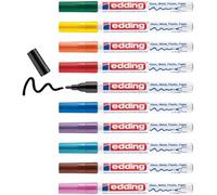 edding 751 gloss paint marker - multi-coloured - set of 10 paint markers - round tip 1-2 mm - paint pen for glass, pebbles, wood, plastic, paper - waterproof, high coverage