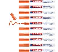 edding 751 gloss paint marker - orange - 10 paint markers - round tip 1-2 mm - paint pen for glass, pebbles, wood, plastic, paper - waterproof, high coverage