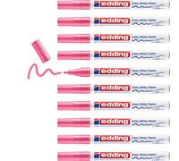 edding 751 gloss paint marker - pink - 10 paint markers - round tip 1-2 mm - paint pen for glass, pebbles, wood, plastic, paper - waterproof, high coverage