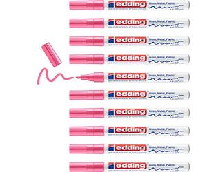 edding 751 gloss paint marker - pink - 10 paint markers - round tip 1-2 mm - paint pen for glass, pebbles, wood, plastic, paper - waterproof, high coverage