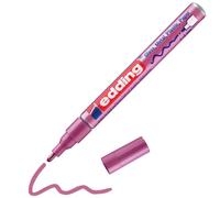 edding 751 gloss paint marker - pink metallic - 1 paint marker - round tip 1-2 mm - paint pen for glass, pebbles, wood, plastic, paper - waterproof, high coverage
