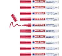 edding 751 gloss paint marker - red - 10 paint markers - round tip 1-2 mm - paint pen for glass, pebbles, wood, plastic, paper - waterproof, high coverage