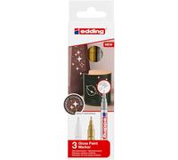 edding 751 gloss paint marker set - white, gold, silver (metallic) - 3 paint markers - round tip 1-2 mm - paint pen for glass, pebbles, wood, plastic, paper - waterproof, high coverage