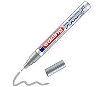 edding 751 gloss paint marker - silver - pack of 1 paint marker - round nib 1-2 mm - paint pen for glass, pebbles, wood, plastic, paper - waterproof, high coverage