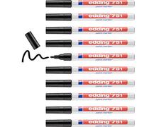 Edding 751 Paint Marker Bullet Tip 1-2mm (BLACK) METAL GLASS PLASTIC (10 PACK)