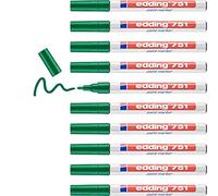 edding 751 paint marker - green - 10 pens - round tip 1-2 mm - paint marker for marking and labelling metal, glass, rocks or plastic - heat-resistant, permanent, smudge-proof and waterproof