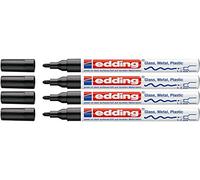 Edding 751 Paint Marker Pen M Bullet Tip, black, 4er Pack
