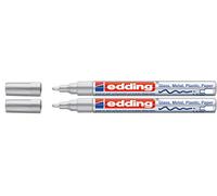 Edding 751 Paint Marker Pen M Bullet Tip, silber, Doppelpack