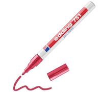edding 751 paint marker - red - 1 pen - round nib 1-2 mm - paint marker for marking and labelling metal, glass, rocks or plastic - heat-resistant, permanent, smudge-proof and waterproof
