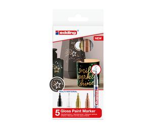 Edding 753 Calligraphy Paint Pen | Set of 5 | White Black Silver Gold Copper