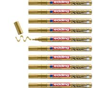 edding 753 gloss paint marker calligraphy - gold - box of 10 - calligraphy nib 1-2.5 mm - for glass, stone, plastic, paper - waterproof, highly opaque - bullet journals, hand lettering