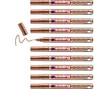 edding 780 gloss paint marker - copper - 10 paint markers - extra-fine round tip 0.8 mm - paint pen for glass, pebbles, wood, plastic, paper - waterproof, high coverage