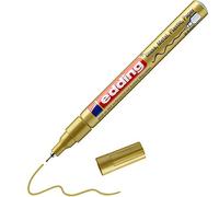 edding 780 gloss paint marker - gold - pack of 1 paint marker - extra-fine round nib 0.8 mm - paint pen for glass, pebbles, wood, plastic, paper - waterproof, high coverage