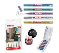 edding 780 gloss paint marker - gold silver blue green violet (metallic) - 5 paint markers - extra-fine round nib 0.8mm - paint pen for glass, pebbles, wood, plastic, paper - waterproof, high coverage