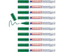 edding 780 gloss paint marker - green - 10 paint markers - extra-fine round tip 0.8 mm - paint pen for glass, pebbles, wood, plastic, paper - waterproof, high coverage