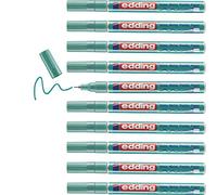 edding 780 Gloss Paint Marker - Green Metallic - 10 Paint Markers - extra-Fine Round Tip 0.8 mm - Paint Pen for Glass, Pebbles, Wood, Plastic, paper - Waterproof, high coverage