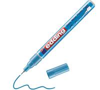 edding 780 gloss paint marker - light blue metallic - 1 paint marker - extra-fine round nib 0.8 mm - paint pen for glass, pebbles, wood, plastic, paper - waterproof, high coverage