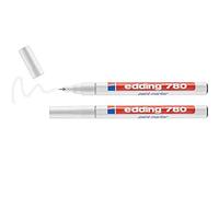 edding 780 gloss paint marker - white - pack of 2 paint markers - extra-fine round tip 0.8 mm - paint pen for glass, pebbles, wood, plastic, paper - waterproof, high coverage