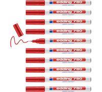 edding 780 paint marker - red - 10 pens - round tip 0.8 mm - paint marker for marking and labelling metal, glass, rocks or plastic - heat-resistant, permanent, smudge-proof and waterproof