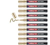 edding 790 paint marker - gold - 10 pens - round nib 2-3 mm - paint marker for marking and labelling metal, glass, stone or plastic - highly opaque, permanent, smudge-proof