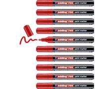 edding 790 paint marker - red - 10 pens - round nib 2-3 mm - paint marker for marking and labelling metal, glass, stone or plastic - highly opaque, permanent, smudge-proof