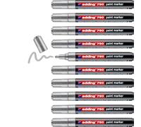 edding 790 paint marker - silver - 10 pens - round nib 2-3 mm - paint marker for marking and labelling metal, glass, stone or plastic - highly opaque, permanent, smudge-proof