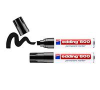 edding 800 permanent marker - black - 2 pens - chisel nib 4-12 mm - for bold markings - waterproof, quick-drying, smear-proof pens - for cardboard, plastic, wood, metal, glass and fabric