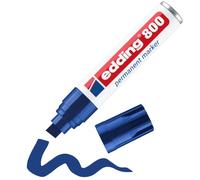 edding 800 permanent marker - blue - 1 pen - chisel nib 4-12 mm | for bold markings - waterproof, quick-drying, smear-proof pens - for cardboard, plastic, wood, metal, glass and fabric