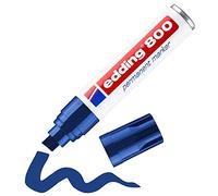 edding 800 Permanent Marker - Blue - 1 Pen - Chisel Tip 4-12 mm - for Bold Markings - Waterproof, Quick-Drying, Smear-Proof Pens - for Cardboard,