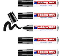 edding 800 Permanent Marker Broad Chisel 4 - 12 mm Black Refillable Water-Resistant Pack of 5